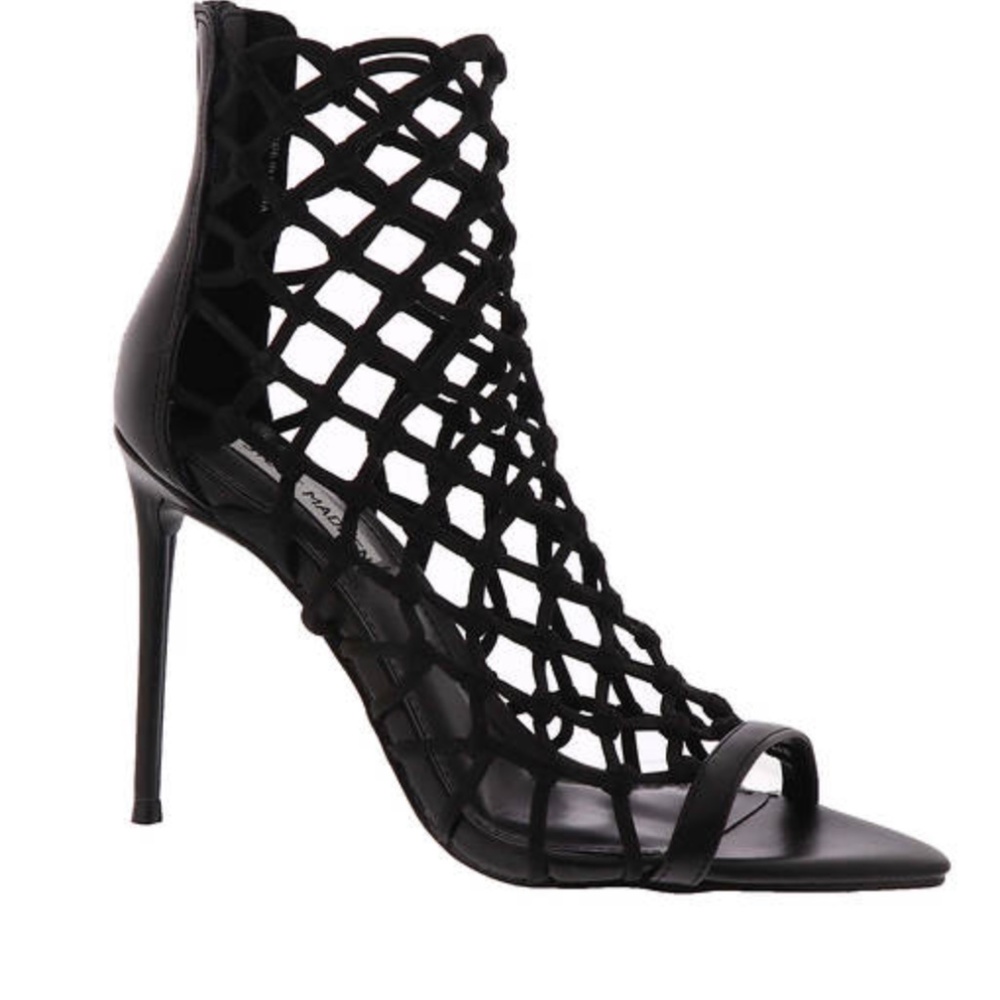 Steve Madden "Francys" Black Caged Woven Stiletto Bootie Size: 10M